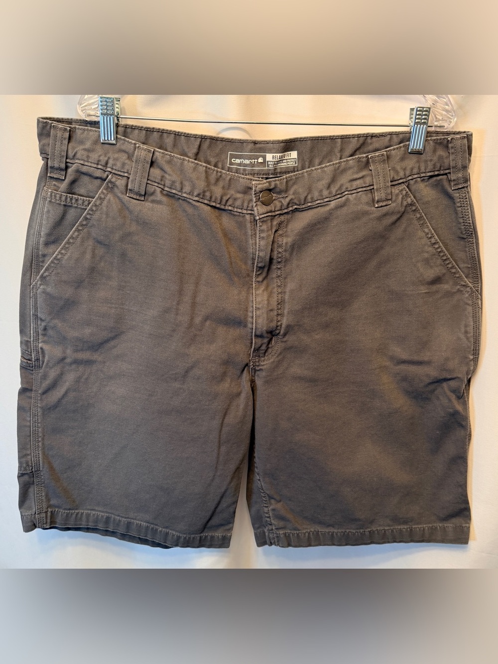 Carhartt Size 40 Rugged Flex Relaxed Fit Canvas Work Shorts BS2514-M Gravel Gray